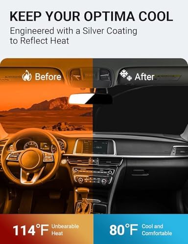 Proadsy Custom Fit 2016-2020 Kia Optima Windshield Sun Shade, Blocks Heat - Image 3