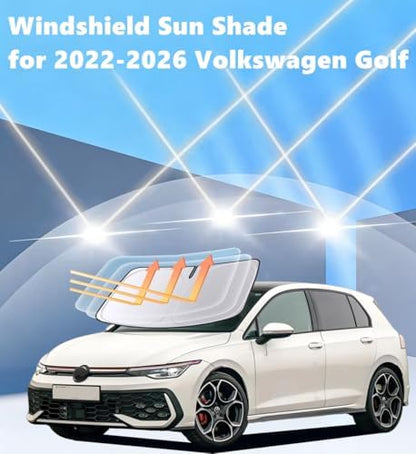 Windshield Sun Shade for 2022-2026 Volkswagen Golf MK8 Upgrade, 4-Layer 240T Foldable UV Block Car Accessory to Cool Interior - Image 2