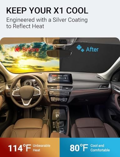 Proadsy Custom Fit 2016-2022 BMW X1 Windshield Sun Shade, Blocks Heat - Image 2