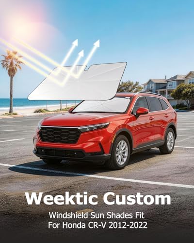 Weektic Custom Windshield Sun Shade Umbrella for Honda CR-V 2012-2022, [Double Thickened Ice Crystal Coating] Sun & Heat Protection, Keep Vehicle Cool & Protect Interior - Image 5