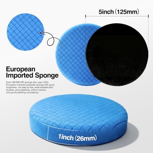9Pcs Buffing Polishing Pads Kit, 5 Inch Buffing Pads, Sponge & Woolen Pads with M14 Drill Adapter & Backing Plate for Car Care, Polishing, Washing, Cleaning, Waxing - Image 3