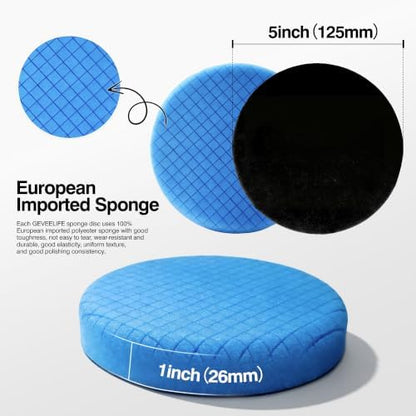 9Pcs Buffing Polishing Pads Kit, 5 Inch Buffing Pads, Sponge & Woolen Pads with M14 Drill Adapter & Backing Plate for Car Care, Polishing, Washing, Cleaning, Waxing - Image 3