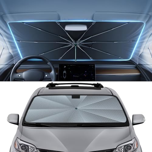 Autorder Windshield Sun Shade Umbrella for 2011-2020 Toyota Sienna Accessories,Upgraded Ice Crystal Material,Easy Setup Umbrella Sunshade for Car Windshield,100% Sun Blocking by Autorder