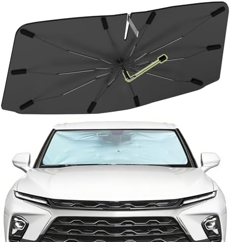Windshield Sun Shade Umbrella for Chevrolet Blazer 2019-2026, Foldable Front Window Sunshade with 360° Rotating Shaft, Custom Fit Car Shades for Blazer Accessories with UV & Heat Protection by Visufy