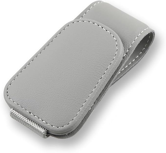 Sunglass Holder for Car, Magnetic Leather Eyeglass Hanger Clip for Car Sun Visor, Sunglasses Holder and Ticket Card Clip for Car Visor Accessories (1Pack Gray) by CMWWYFC