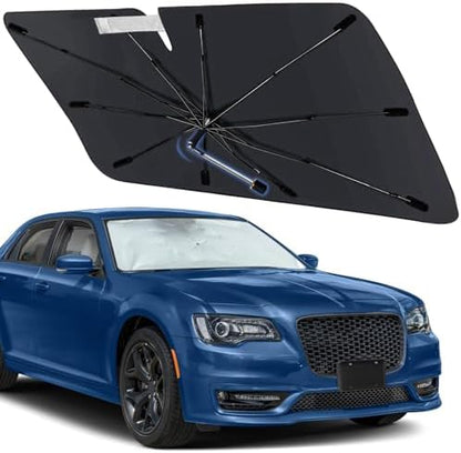 Windshield Sun Shade for Chrysler 300 2005-2023, Foldable Umbrella Sunshade by Visufy