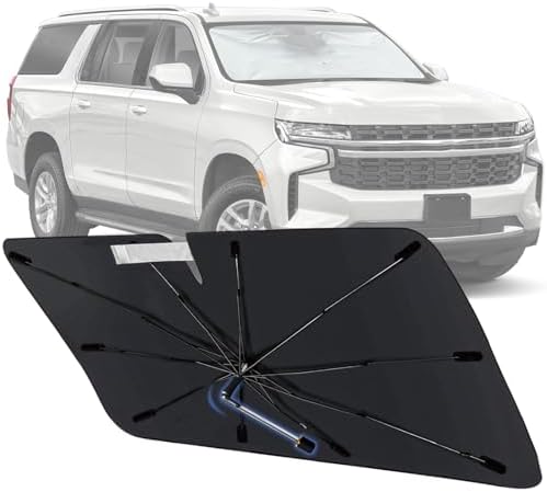 Windshield Sun Shade Umbrella for Chevrolet Suburban 2021-2026, Foldable Front Window Sunshade with 360° Rotating Shaft, Custom Fit Car Shades for Suburban Accessories with UV & Heat Protection by Visufy