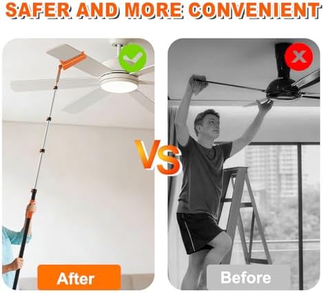 SISIUPASSIE 20FT Reach Ceiling Fan Cleaner Duster, Ceiling Fan Blade Cleaner with Extension Pole, Washable & Replaceable Microfiber Feather Duster Kits - Image 5