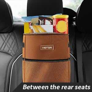 HOTOR Brown Car Trash Can with Adjustable Strap, Magnetic Snaps, Waterproof Lining, and Storage Pocket | Brown, Multifunctional Car Accessory with Adjustable Straps & Magnetic Snaps for Interior Car Storage - Image 8