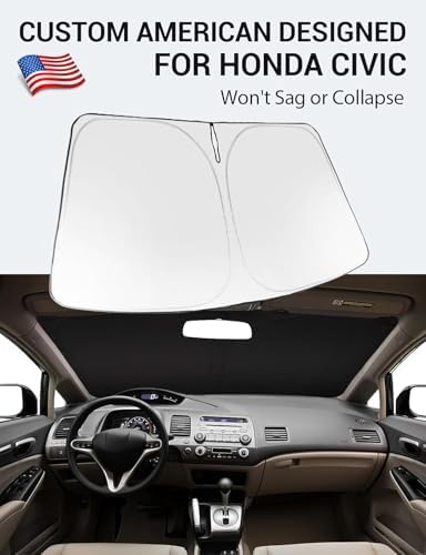 Proadsy Custom Fit 2006-2011 Honda Civic Windshield Sun Shade, Blocks Heat - Image 2