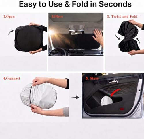 Car Windshield Sun Shade, Universal Fit Compact Sedan SUV, Cool Gray - Image 6
