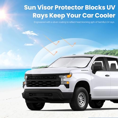 Windshield Sunshade for Chevy Silverado/GMC Sierra 1500 2500 3500 2019-2026 - Image 5