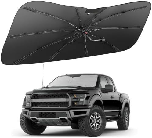 Zanch 2026 Upgraded Windshield Sun Shade Umbrella: Custom Fit for Ford F150 F250 F350 2015-2025 Front Window Sunshade, Block UV Rays & Keep Car Cool, 1:1 Scan for F150/250/350, No Gaps & No Scratches. by Zanch