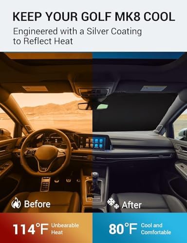 Proadsy Custom Fit Car Windshield Sun Shade for 2022-2026 Volkswagen Golf - Image 3