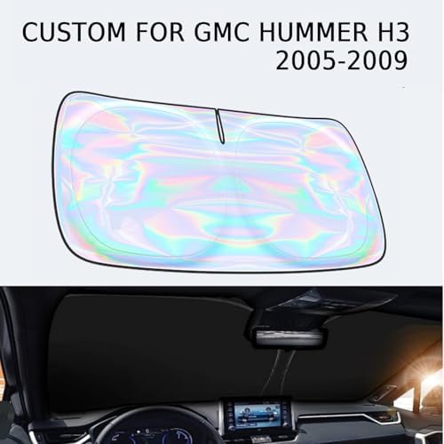 Windshield Sun Shade for GMC Hummer H3 2005-2009 - 4 Layers SunShade Compatible with GMC Hummer H3 Foldable Front Window Sunshade Sun Visor Protector Block UV Rays Keep Your Car Cooler Car Accessories - Image 2