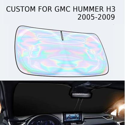 Windshield Sun Shade for GMC Hummer H3 2005-2009 - 4 Layers SunShade Compatible with GMC Hummer H3 Foldable Front Window Sunshade Sun Visor Protector Block UV Rays Keep Your Car Cooler Car Accessories - Image 2