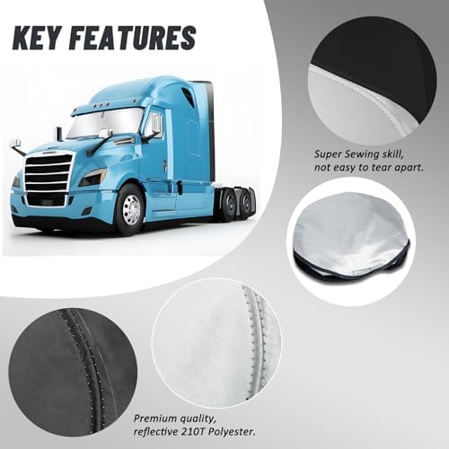 D-Lumina Windshield Sun Shade for 2018-2025 Freightliner Cascadia, Semi-Truck Semi, Commercial & Big Rig Truck, Front and Side Window Shades Sun Visor Block UV Rays, Foldable 2 Layers 210T Material - Image 4