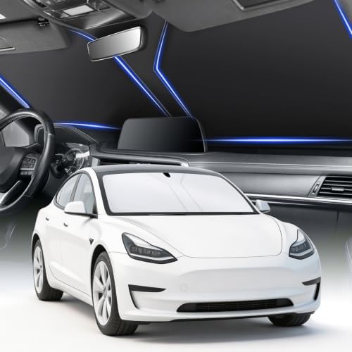 SINGARO Car Windshield Sun Shade, Foldable Reflective Sun Shade for Car Windshield, Compatible with Tesla Model Y Model 3 2016~2025 by SINGARO