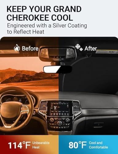 Proadsy Custom Fit 2014-2026 Jeep Grand Cherokee Car Windshield Sun Shade - Image 3