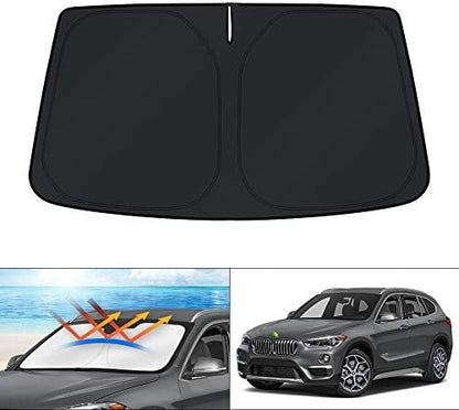 KUST Windshield Sun Shade for 2016 2017 2018 2019 2020 2021 2022 BMW X1 F48 Accessories Custom Fit Sunshade Foldable Window Sun Visor Protector Blocks UV Rays Keep Your Car Cooler by KUST