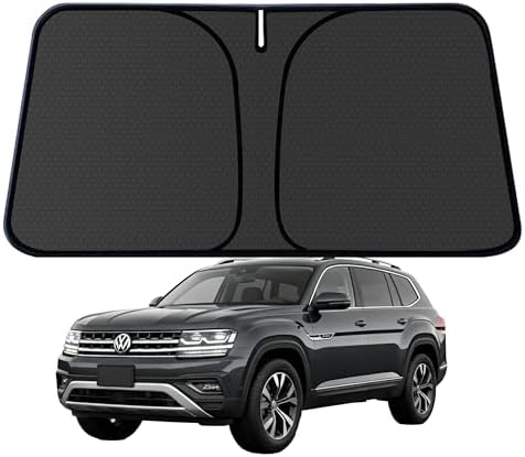 Atlas Windshield Sun Shade for VW Atlas Cross Sport 2018-2024 2025 Blocks UV Rays Accessories,1:1 Custom Foldable Thickened Wear-Resistant Front Window Sunshade Visor,Keeps Your Car Cooler by Achaltiza