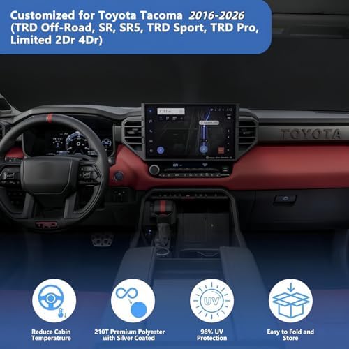 Car Windshield Sun Shade Fit 2026-2016 Toyota Tacoma 2Dr 4Dr Truck - Image 3