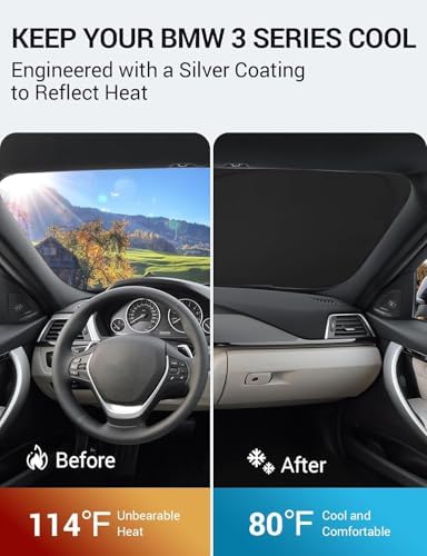 Proadsy Custom Fit 2013-2018 BMW 3 Series Windshield Sun Shade, Blocks Heat - Image 3