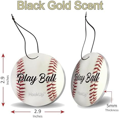 Baseball Car Air Freshener by HookUp - 25 Pack - Black Gold Scent (Extra Strong) | Unique Baseball Gift for Players, Coach, Fans | Hanging Car Accessory with Long Lasting Fresheners Smell - Image 2