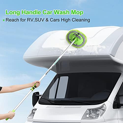 62'' Car Wash Brush with Long Handle Chenille Microfiber Car Wash Mop Mitt Kit Scratch-Free Car Cleaning Brush Care Kits with Replacement Head Supplies for Cars RV Truck Boat - Image 2