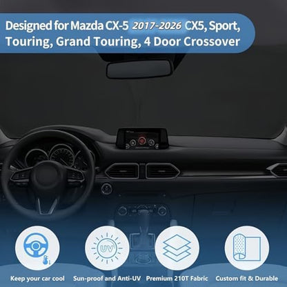 Windshield Sun Shade Car Sunshade Accessories Fit 2017-2026 Mazda CX-5 - Image 6