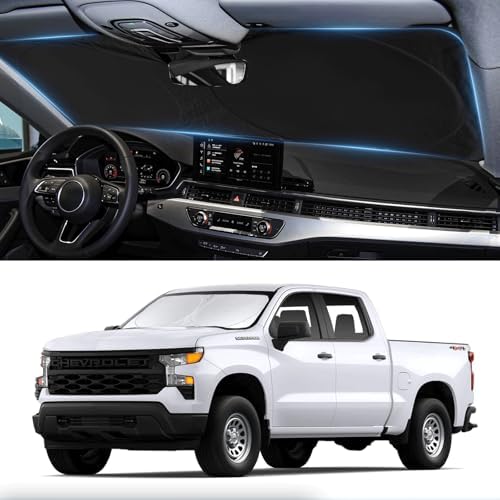 Windshield Sunshade for Chevy Silverado/GMC Sierra 1500 2500 3500 2019-2026 by BOODANCARS