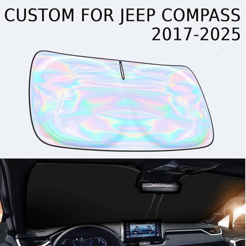 Windshield Sun Shade for Jeep Compass 2017-2024 2025-4 Layers Sunshade Compatible with Jeep Compass Foldable Front Window Sunshade Sun Visor Protector Block UV Rays Keep Your Car Cooler Accessories - Image 2