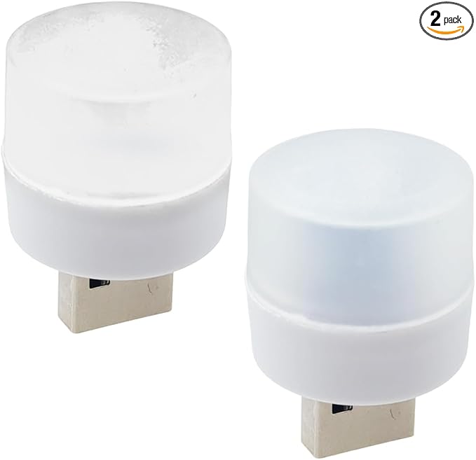 2PCS USB LED Car Interior Atmosphere Lamp, Plug and Play, White | Mini Portable LED Ambient Night Light, Universal Vehicle Decorative Lighting Accessories for Car Interior & Home Decors by Unknown