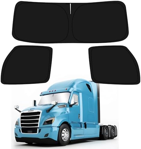 D-Lumina Windshield Sun Shade for 2018-2025 Freightliner Cascadia, Semi-Truck Semi, Commercial & Big Rig Truck, Front and Side Window Shades Sun Visor Block UV Rays, Foldable 2 Layers 210T Material by D-Lumina