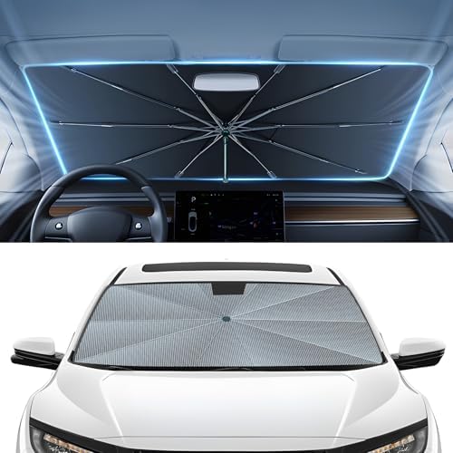 Autorder Windshield Sun Shade Umbrella for 2016-2021 Honda Civic Accessories,Upgraded Ice Crystal Material,Easy Setup Umbrella Sunshade for Car Windshield,100% Sun Blocking by Autorder