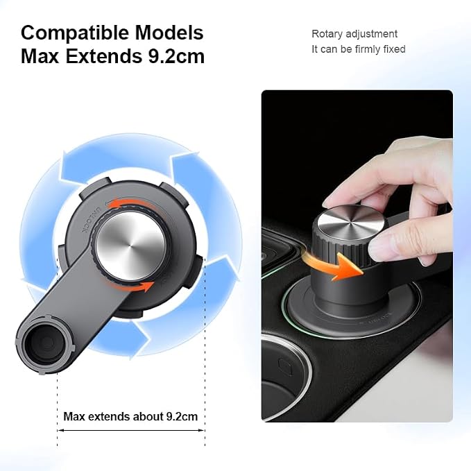 Car Desk for Laptop, Car Tray & Car Food Tray with Cup Holder ，Height-Adjustable 360° As Car Seat Tray Or Car Table Tray, Compatible with Tesla Model 3/Y/S, Ford/Most Vehicles (Black) - Image 2