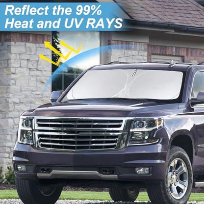 Windshield Sun Shade for 2015-2020 Chevrolet Chevy Suburban/Tahoe GMC Yukon - Image 2