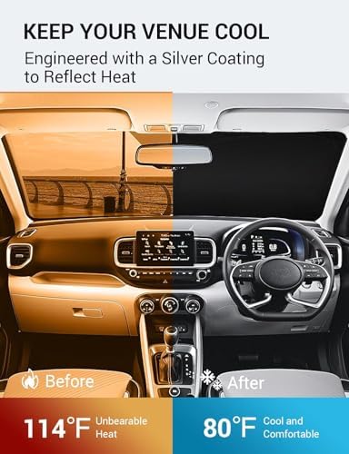 Proadsy Custom Fit Car Windshield Sun Shade for 2020-2026 Hyundai Venue - Image 3