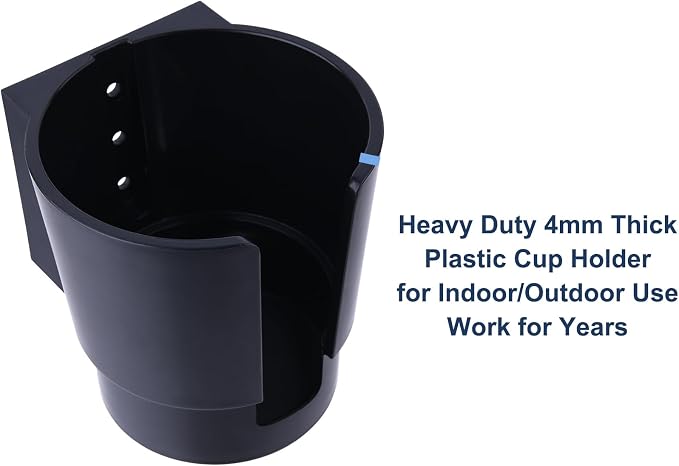 Universal Large Cup Holder Wall Mount, Heavy Duty Plastic Drink Holder | Work for Boat Car Truck RV Bus Tractor Wall Wood, Vertical or Horizontal Mount, Fit Most Cup Bottle Can Tumbler Black 2 Pack - Image 5
