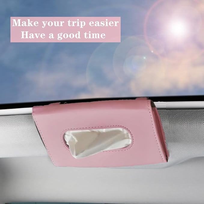 YVPSI Car Tissue Holder Sun Visor Napkin Holder with Tissue Car Mask Holder | PU Leather Tissue Box Tissue Box Holder Hanging Tissue Holder Mask Dispenser for car - Image 6