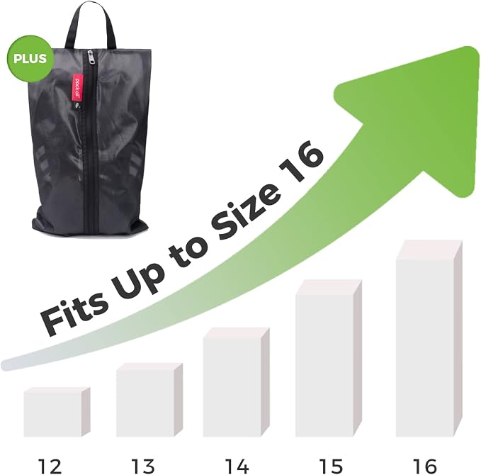 pack all Plus-Sized Shoe Bag for Travel, Water-Resistant Shoe Pouch | Odor-Resistant, Dustproof, Portable, Soccer Cleats & Gym Storage, Fits Up to Size 16, 2 Pack, Black - Image 4