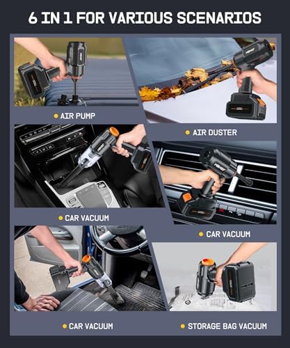 MBNGF Car Vacuum Portable Cordless, 35000PA High Power Suction & Blower, Wireless Handheld Vacuum Cleaner for Car, Home, Office, Pet(Abyssal Black) - Image 6