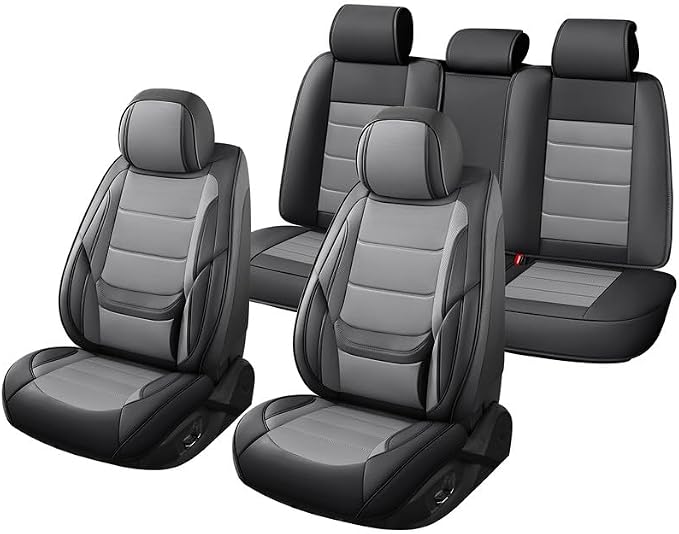 Car Seat Covers Full Set Fit For Toyota RAV4 Hybrid 2016-2026, Black&Gray | Lumbar Support, Premium Faux Leather, Breathable, Anti-Slip, Airbag Compatible, Waterproof, Car Seat Protectors, 2 Row-5Seat - Image 8