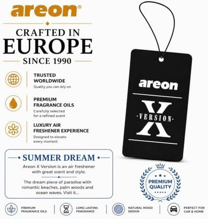 AREON X Version Summer Dream Fresh Paper Hanging Car Air Freshener 12 Pack - Image 6