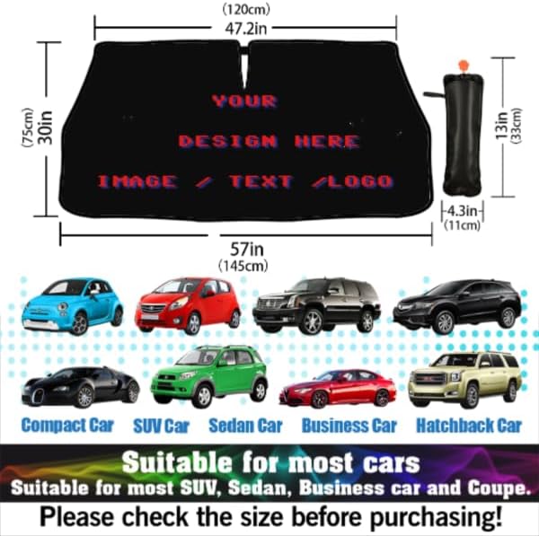 Custom Windshield Sun Shade Umbrella Foldable Personalized Car Visor Automobile Umbrella Customized Sun Shade Cover Automobile Sunshade Front Window Cover Car Accessories Blocks Uv Rays 57" X 30" - Image 4