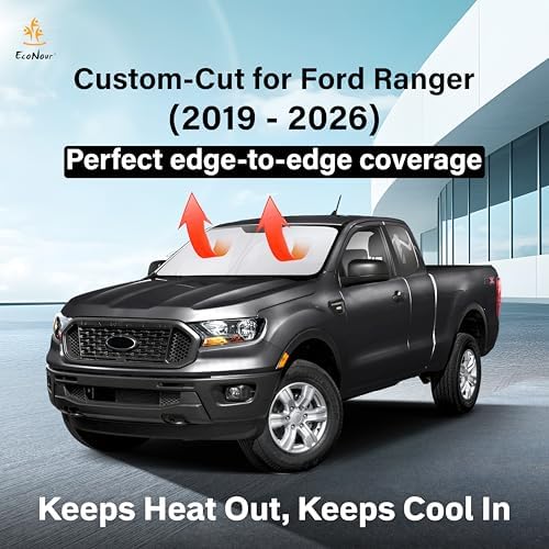 EcoNour Windshield Sun Shade Compatible for Ford Ranger 2019–2023 2024 - Image 2
