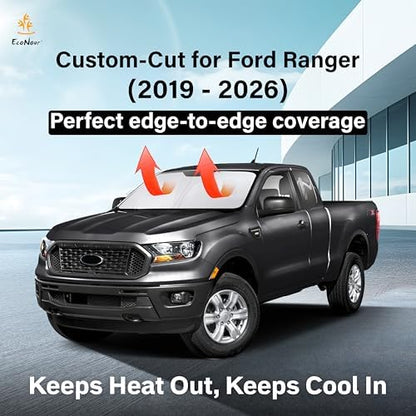 EcoNour Windshield Sun Shade Compatible for Ford Ranger 2019–2023 2024 - Image 2