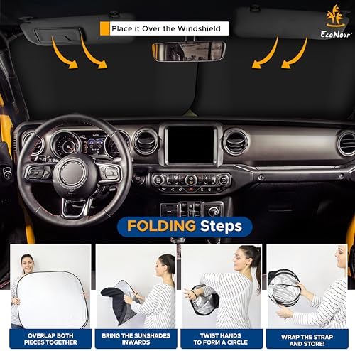 EcoNour 2-Piece Jeep Windshield Sun Shade, Foldable UV & Heat Protection - Image 5