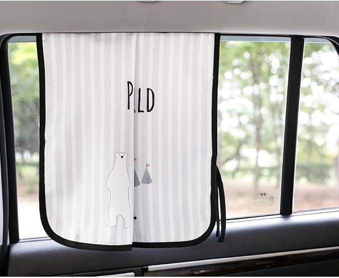 Magnetic Car Sun Shade Curtain for Side Window – Sun Blocker and UV Protector for Baby, Kids, and Pets – Universal Fit with Built-in Magnets for Steel-Framed Door (Be-Pola Bear) - Image 5