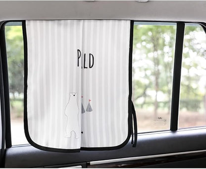Magnetic Car Sun Shade Curtain for Side Window – Sun Blocker and UV Protector for Baby, Kids, and Pets – Universal Fit with Built-in Magnets for Steel-Framed Door (Be-Pola Bear) - Image 5
